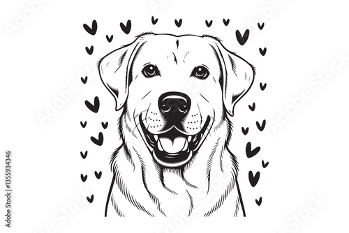 Labrador dog Black and White Vector
