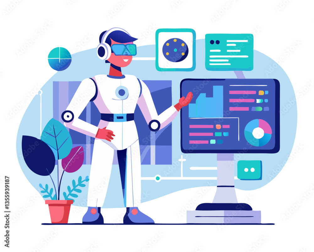 A futuristic AI-powered medical assistant analyzing data on a digital screen, isolated on white background.
A futuristic AI-powered medical assistant analyzing data on a digital screen, isolated on white background.