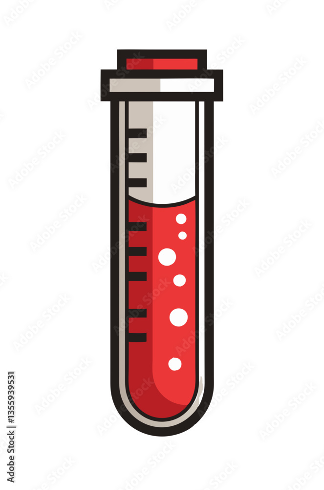 A test tube filled with blood, labeled for laboratory analysis, isolated on white background.
A test tube filled with blood, labeled for laboratory analysis, isolated on white background.