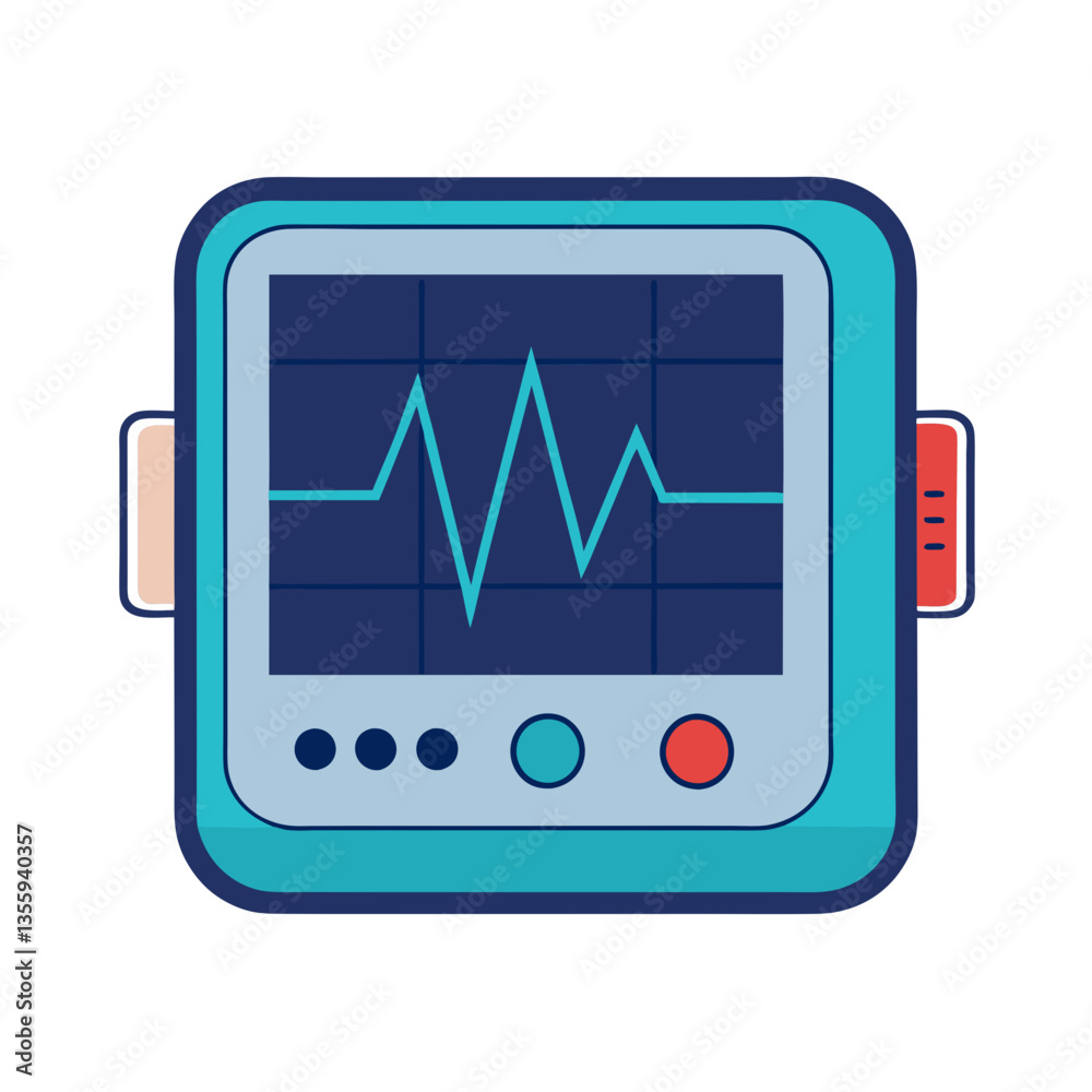An electrocardiogram (EKG) machine showing a heartbeat waveform, isolated on white background.
An electrocardiogram (EKG) machine showing a heartbeat waveform, isolated on white background.