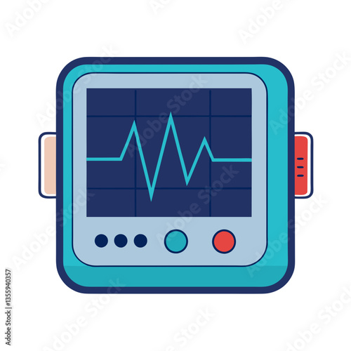An electrocardiogram (EKG) machine showing a heartbeat waveform, isolated on white background.
