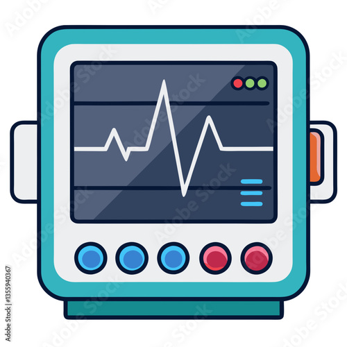 An electrocardiogram (EKG) machine showing a heartbeat waveform, isolated on white background.
