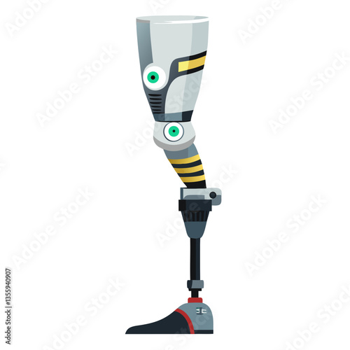 A high-tech prosthetic leg with adjustable features, isolated on white background.
