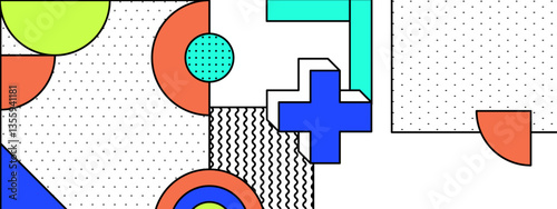 colorful geometric patterns and shapes forming an abstract design with a modern and creative style vector illustration