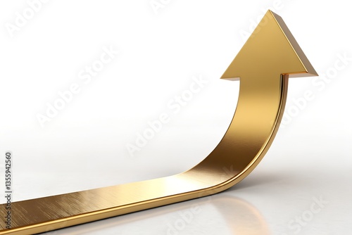 Golden arrow pointing up business growth success concept 