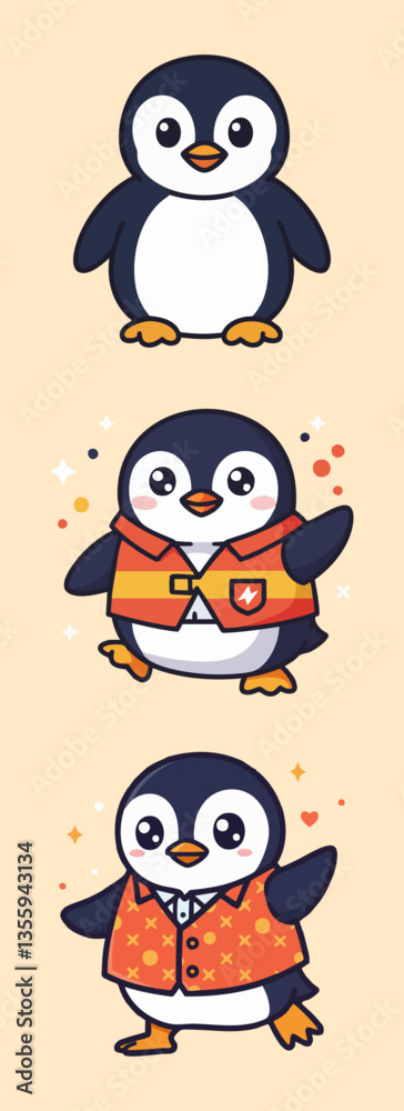 Fototapeta premium Adorable Penguin Characters Collection