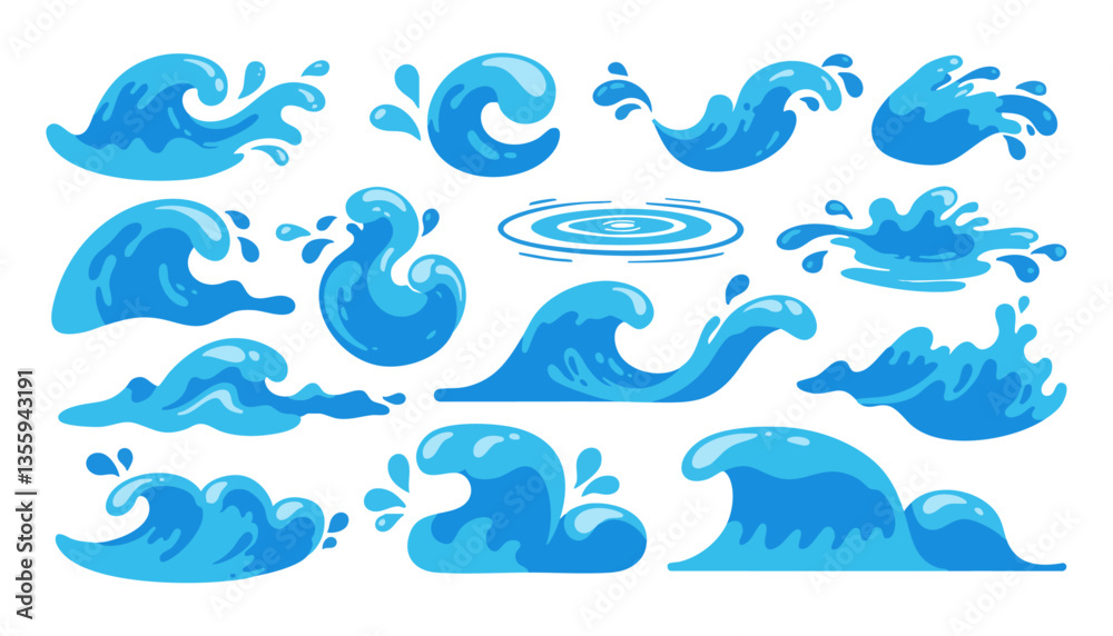 Obraz premium Dynamic Ocean Wave Illustrations vol.2