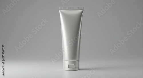 Blank silver tube mockup for cosmetic product.