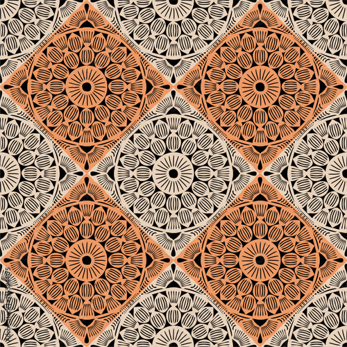 Pattern with crochet granny square wallpaper handmade decorative art design print	
