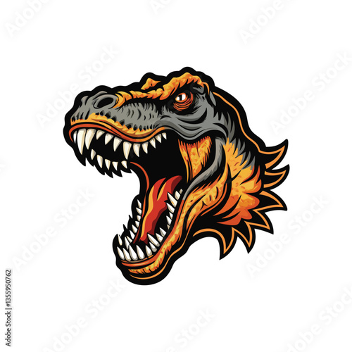 A ferocious Tyrannosaurus Rex, mouth agape in a powerful roar, showcasing sharp teeth and intense eyes, detailed scales and musculature.