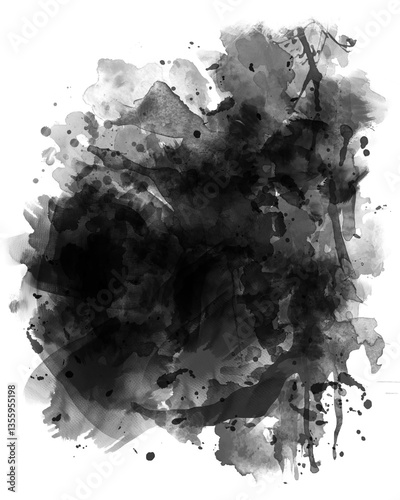 Realistic Artistic Watercolor Brush Strokes transparent Background, Grunge Ink Splatters, Drips, and Spray Paint Borders, Isolated Abstract Texture for Creative Design