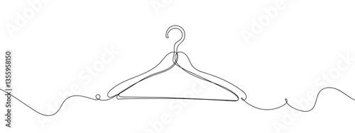 Continuous line, clothes hanger with transparent background editable stroke.