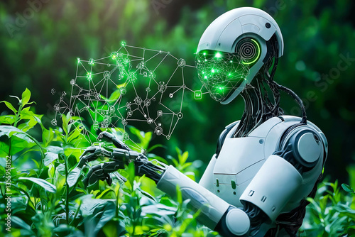 AI data analysis icons enhancing efficiency in futuristic agriculture digitized eco friendly and sustainable harvesting concept