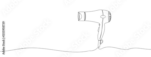 continuous line hair dryer with transparent background editable stroke.