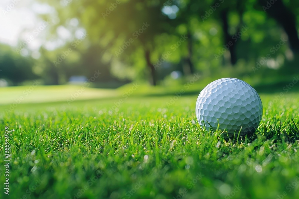 Obraz premium Golf Ball on Pristine Green Grass