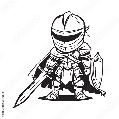 Knight Protector Vectors and Illustration isolated on white background.
