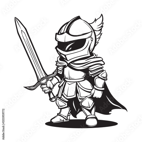 Knight Protector Vectors and Illustration isolated on white background.