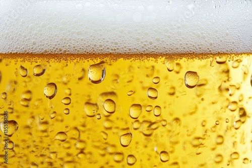 Obraz na płótnie Close-up of a Cold Beer with Sparkling Bubbles w salonie