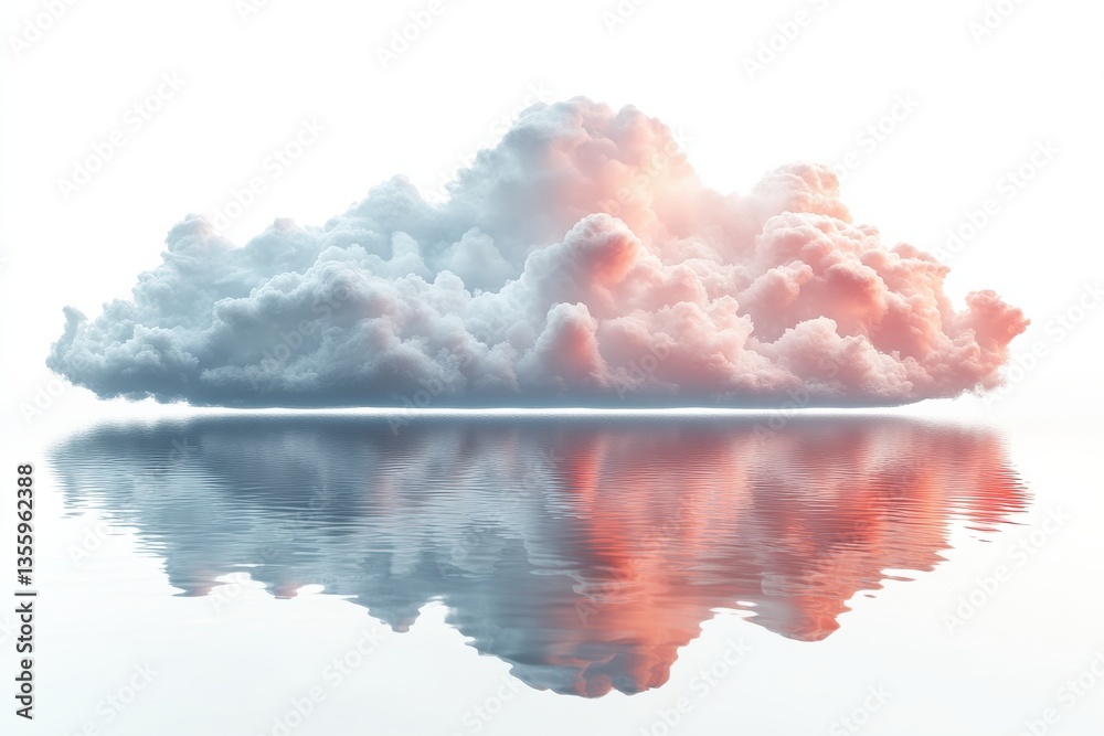 Fototapeta premium Cloud reflection over calm water creates serene and ethereal atmosphere at sunset