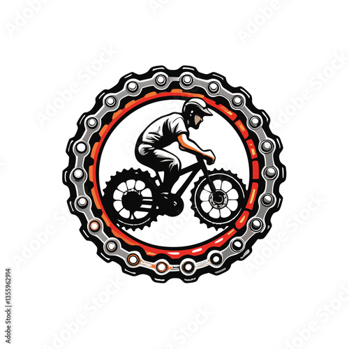 Create a highly detailed vector graphic of a chain and sprocket mechanism, showcasing individual links and teeth with precise engineering accuracy.  Include shadows and highlights for realism.