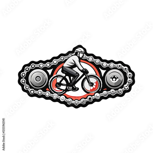 Create a highly detailed vector graphic of a chain and sprocket mechanism, showcasing intricate links and teeth.  Include realistic shadows and highlights.