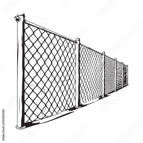 Metal fence vector design isolated on white background.
