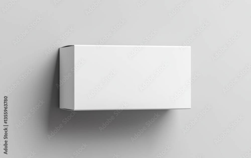 Realistic perspective view of a blank hanging carton box with a hook tab, suitable for showcasing cosmetic, tech, and personal care product packaging Realistic perspective view of a blank hanging carton box with a hook tab, suitable for showcasing cosmetic, tech, and personal care product packaging