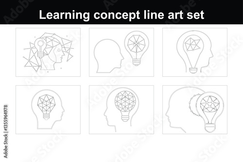 Concept of Creative Thinking and Learning with Colorful Lightbulb and Human Outline