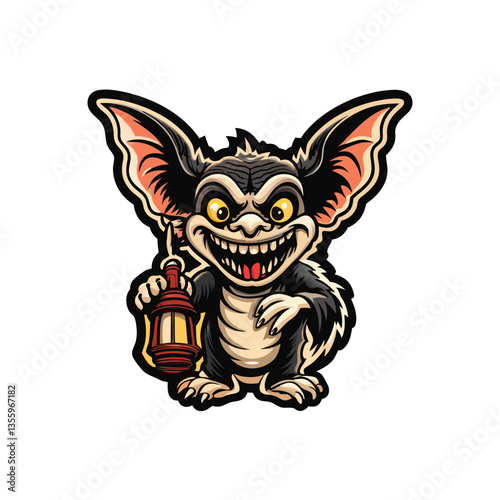 Create a vector graphic of a small, mischievous, cartoon creature; think impish sprite.  Design should be whimsical and playful.