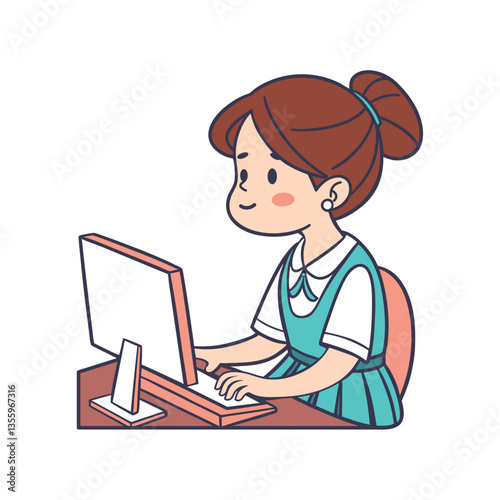 student on computer study