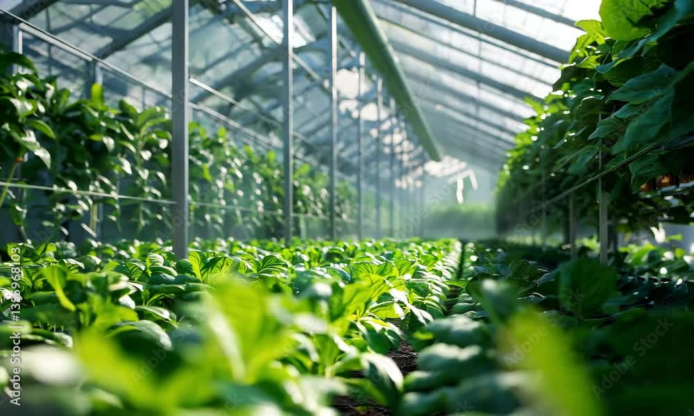 A futuristic greenhouse with genetically modified crops A futuristic greenhouse with genetically modified crops
