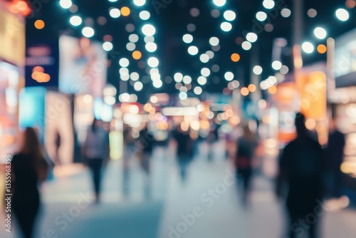 Blurred Night Event - Busy Exhibition Hall