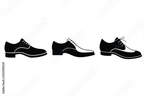 Shoes icon set, simple style, Vector illustration of shoes isolated on white background, Sneakers silhouette icon set
