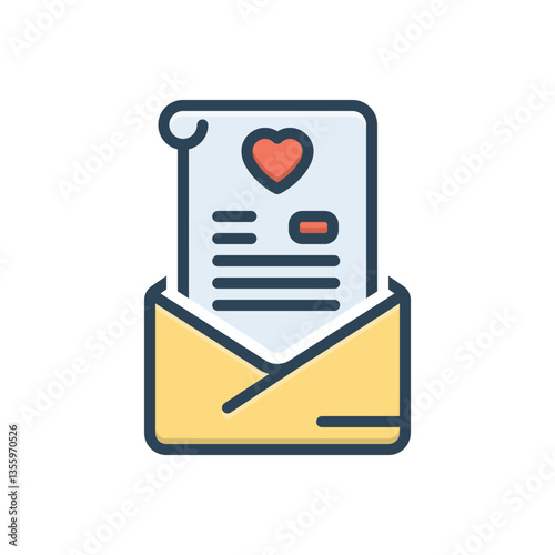 Color illustration icon for letter