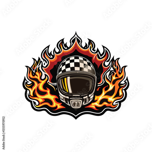 Create a vector graphic of a vintage motorcycle helmet, circa 1960s, showcasing detailed rivets, worn leather texture, and a classic design.  Include subtle shading and highlights.