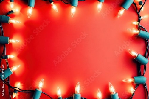 Obraz na płótnie Warm Christmas Lights on Red Background w salonie