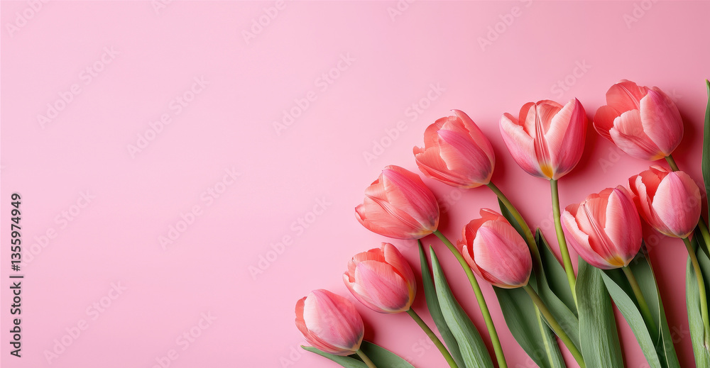 Delicate Pink Tulips on a Pastel Background