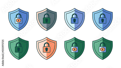 Security shield icons in various colors