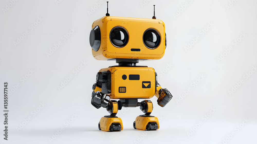 Compact Yellow Robot Assistant with Articulated Features Compact Yellow Robot Assistant with Articulated Features