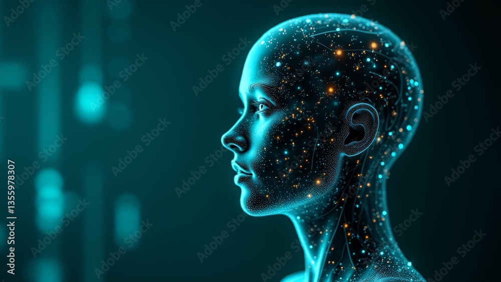 Obraz premium Digital Human, Artificial Intelligence, Tech Concept