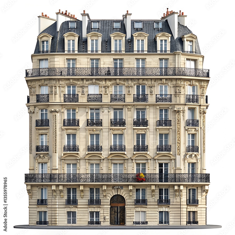 Paris Tall Apartment Building Architecture – Window Design on White Background
Paris Tall Apartment Building Architecture – Window Design on White Background