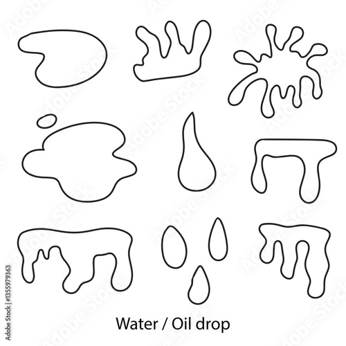Set of blue waterdrop, water splash, liquid element design.