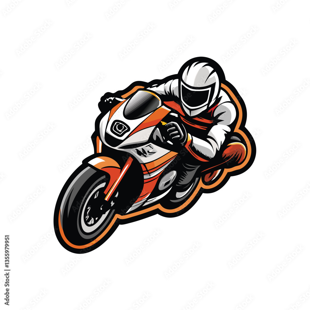 Create a vector illustration of a sleek, modern sportbike with a rider, dynamic pose, detailed engine, sharp lines, vibrant colors, realistic textures. Version 6. Create a vector illustration of a sleek, modern sportbike with a rider, dynamic pose, detailed engine, sharp lines, vibrant colors, realistic textures. Version 6.