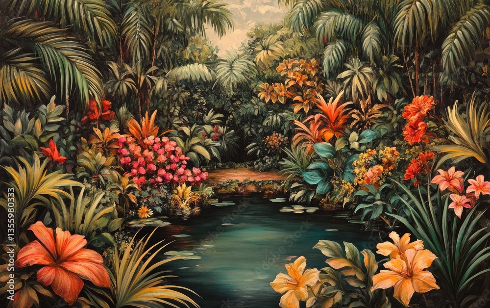 Fototapeta premium Evergreen nature's golden tropical flowers in water celebration