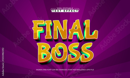 final boss editable text effect with a gaming and play text style