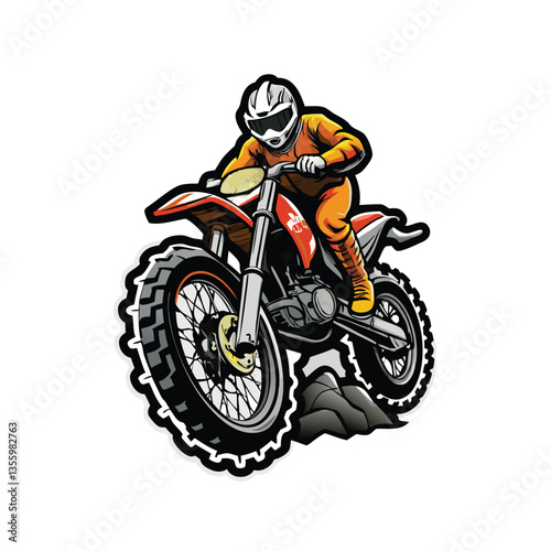 Create a clean vector illustration of a motocross bike, number 18 prominently displayed, suitable for racing posters or branding.