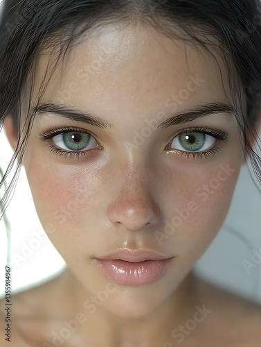 Young Woman Portrait with Close Up.