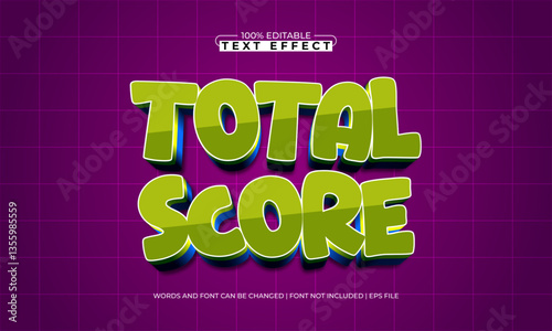 total score editable text effect with a gaming and play text style