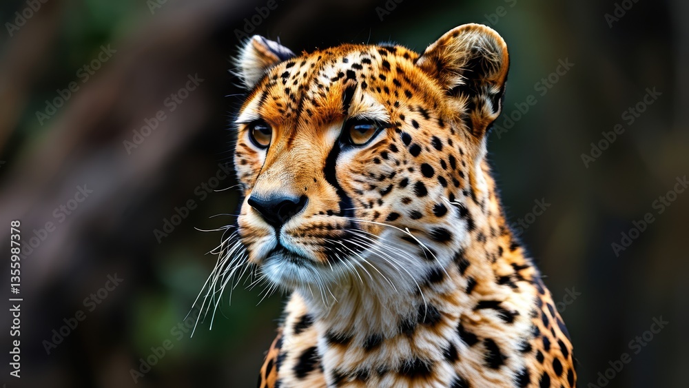 Fototapeta premium A close-up portrait of a leopard showcasing its striking features.
