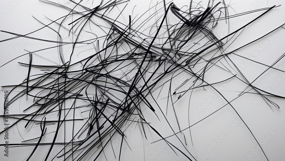 Obraz premium abstract lines on a white background, black pencil